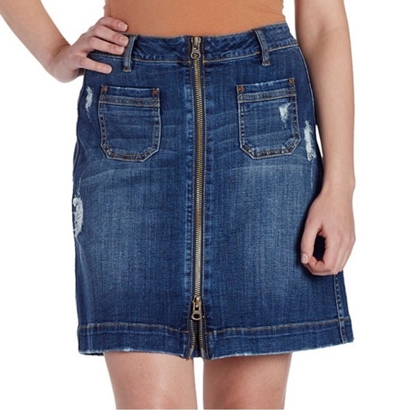 JAG JEANS McCAMEY ZIP FRONT DENIM MINI SKIRT WOMENS SZ 10 - Picture 1 of 7